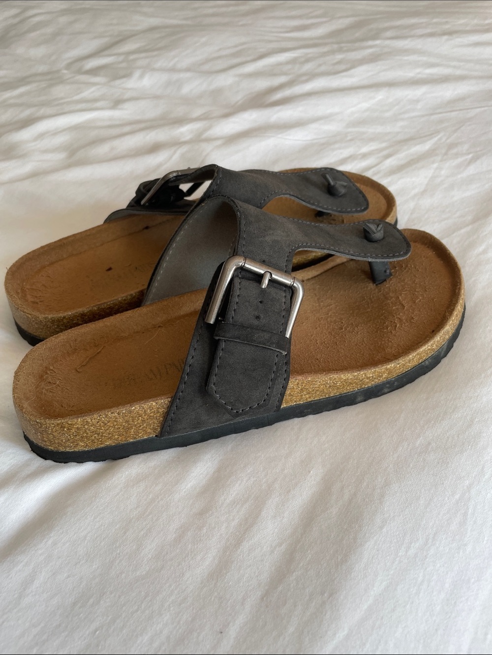 Gray Suede Buckle Thong Sandals-Soft! One of your best purchases on Poshmark! - Picture 3 of 6